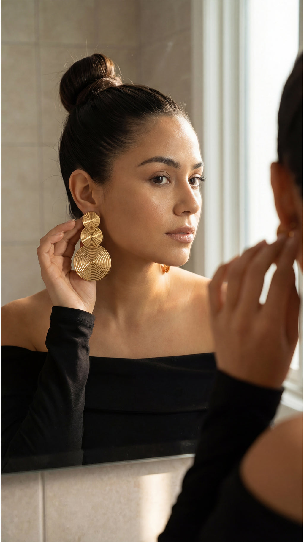 Gold-Tone Spiral Statement Earrings