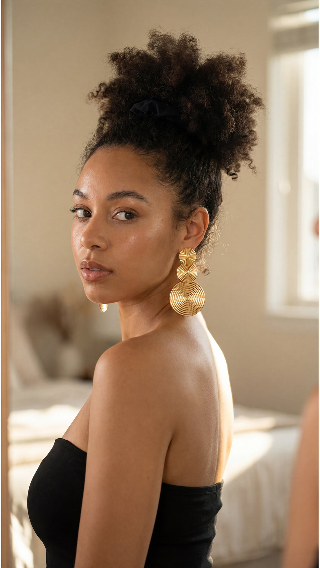 Gold-Tone Spiral Statement Earrings