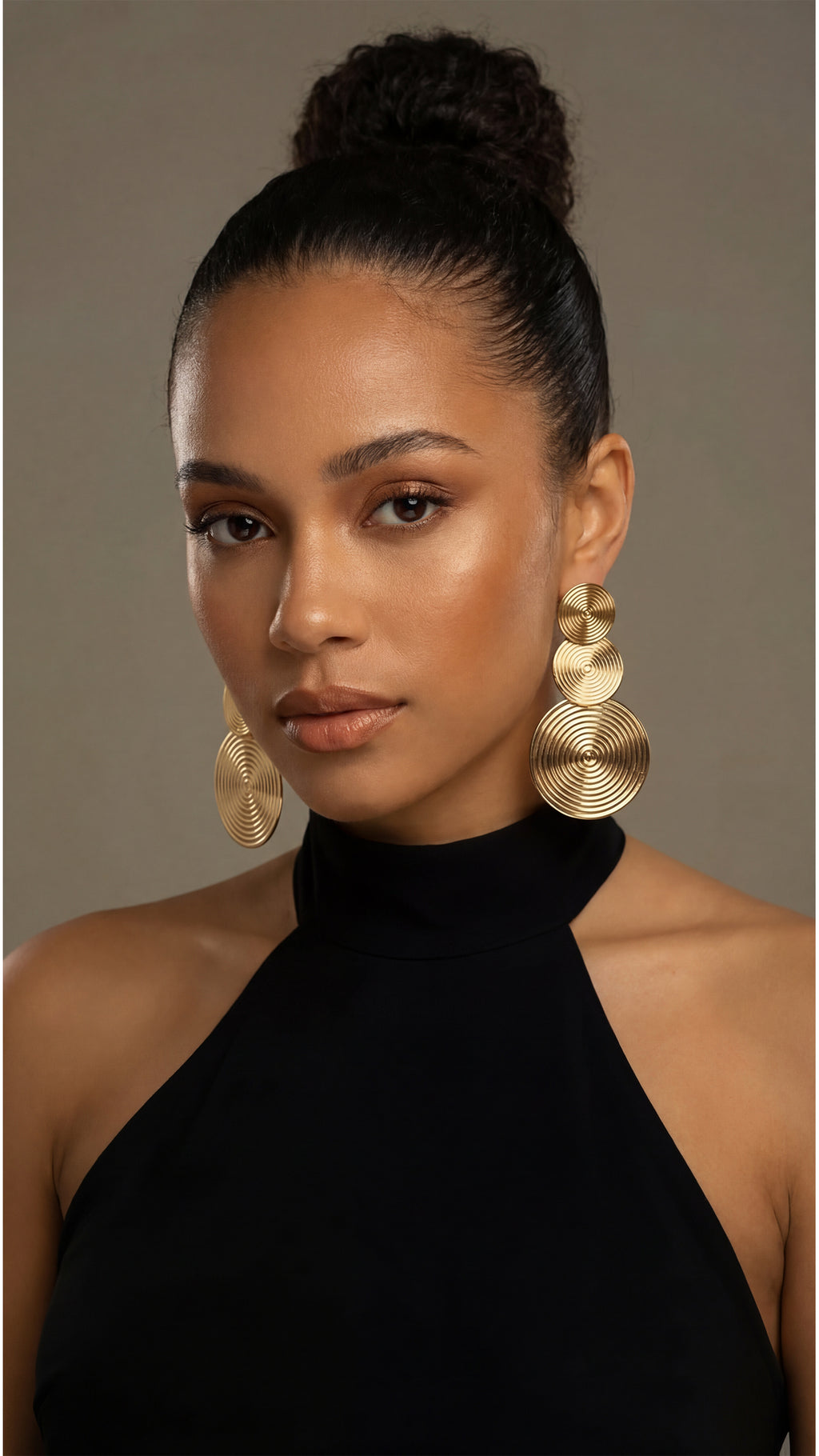 Gold-Tone Spiral Statement Earrings