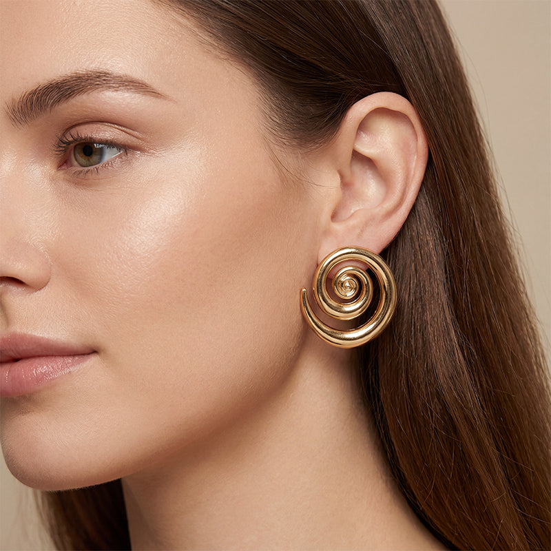 Gold-tone Spiral Stud Earrings